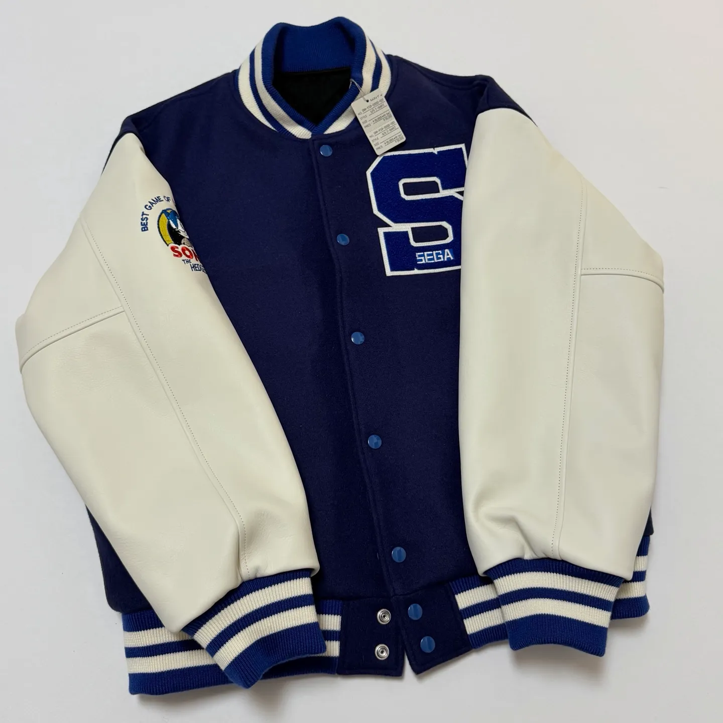 New model preview! Take pre-sale! SAINT Mxxxxxx x SEGA Sega joint genuine leather wool baseball jacket